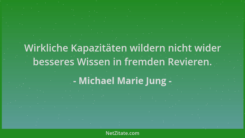Michael Marie Jung - Wirkliche Kapazitäten wildern nicht wider besseres Wissen in fremden Revieren....