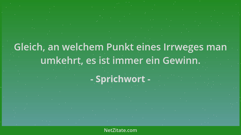 Sprichwort - Gleich, an welchem Punkt eines Irrweges man umkehrt, es ist immer ein Gewinn....