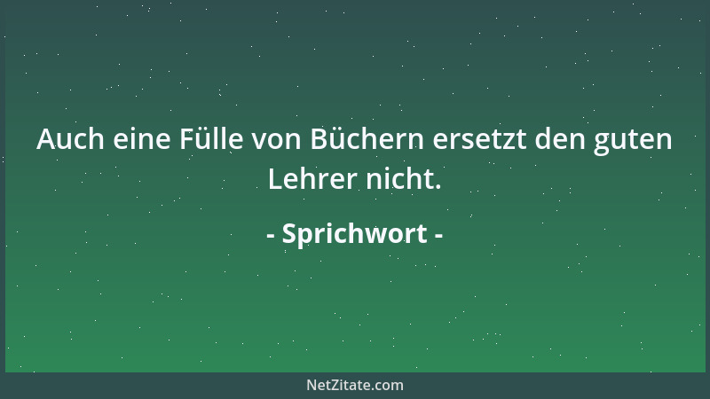 Sprichwort - Auch eine Fülle von Büchern ersetzt den guten Lehrer nicht....