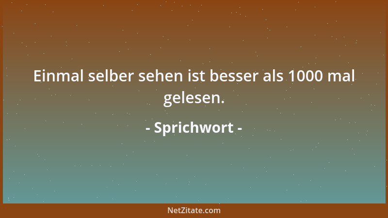 Sprichwort - Einmal selber sehen ist besser als 1000 mal gelesen....