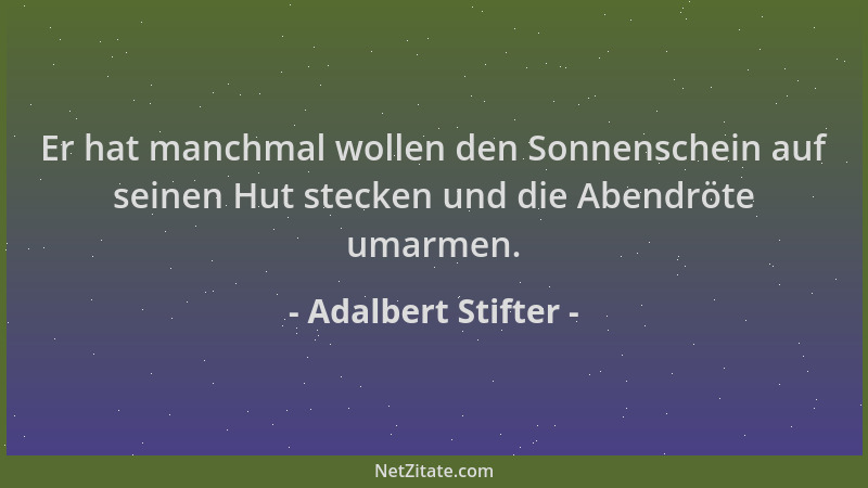 Adalbert Stifter - Er hat manchmal wollen den Sonnenschein auf seinen Hut stecken und die Abendröte umarmen....