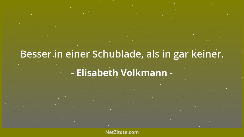 Elisabeth Volkmann - Besser in einer Schublade, als in gar keiner....