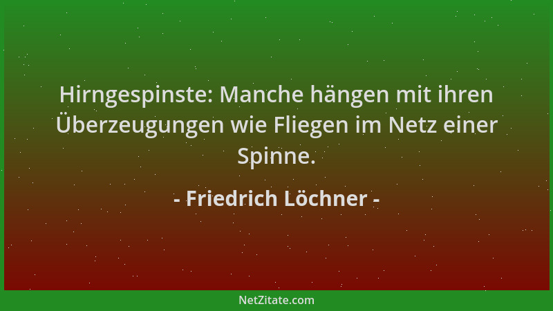 Friedrich Löchner - Hirngespinste: Manche hängen mit ihren Überzeugungen wie Fliegen im Netz einer Spinne....