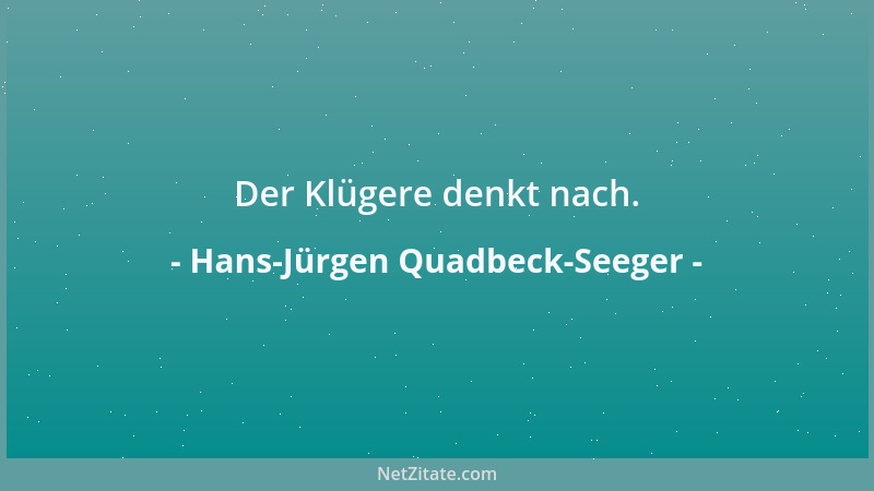 Hans-Jürgen Quadbeck-Seeger - Der Klügere denkt nach....