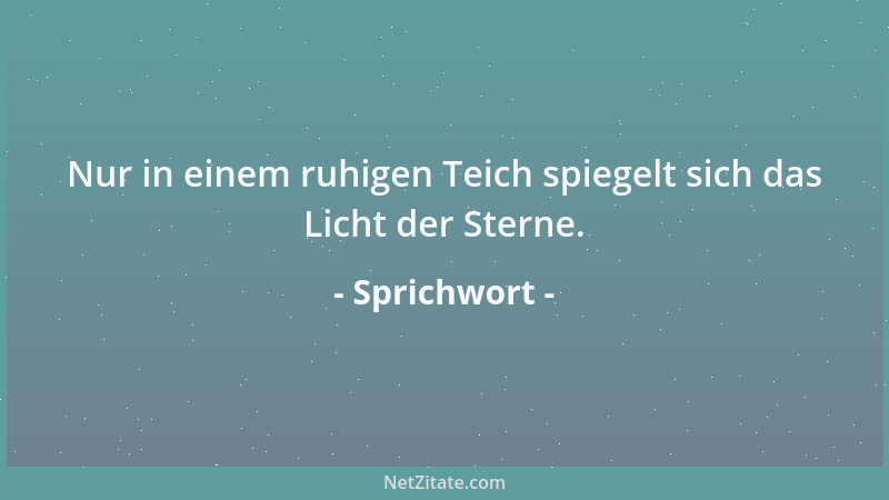 Sprichwort - Nur in einem ruhigen Teich spiegelt sich das Licht der Sterne....