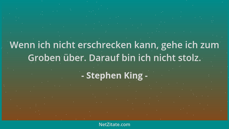 Stephen King - Wenn ich nicht erschrecken kann, gehe ich zum Groben über. Darauf bin ich nicht stolz....