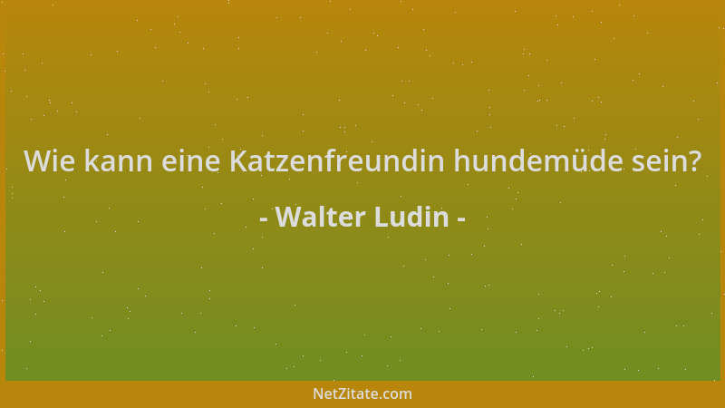 Walter Ludin - Wie kann eine Katzenfreundin hundemüde sein?...