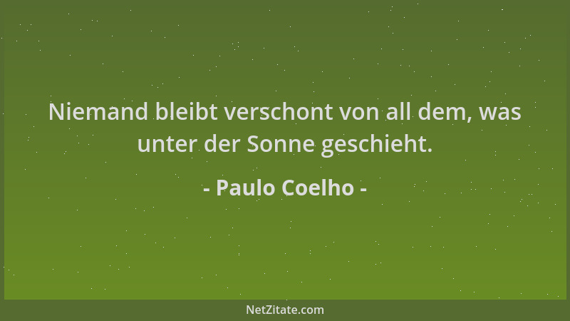 Paulo Coelho - Niemand bleibt verschont von all dem, was unter der Sonne geschieht....