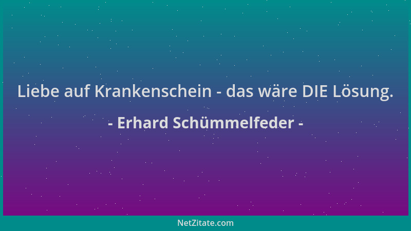 Erhard Schümmelfeder - Liebe auf Krankenschein - das wäre DIE Lösung....