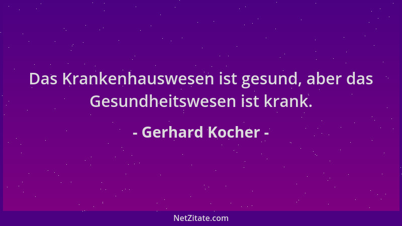 Gerhard Kocher - Das Krankenhauswesen ist gesund, aber das Gesundheitswesen ist krank....