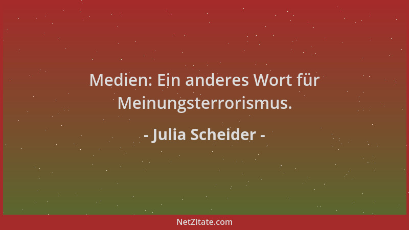 Julia Scheider - Medien: Ein anderes Wort für Meinungsterrorismus....