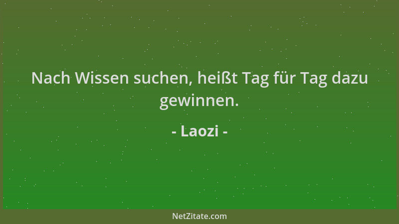 Laozi - Nach Wissen suchen, heißt Tag für Tag dazu gewinnen....