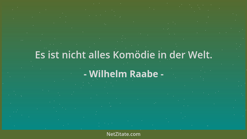 Wilhelm Raabe - Es ist nicht alles Komödie in der Welt....