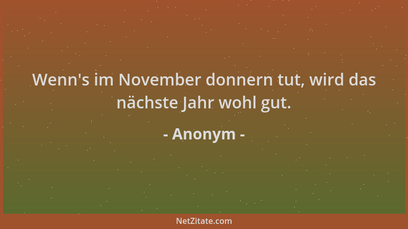 Anonym - Wenn 's im November donnern tut, wird das nächste Jahr wohl gut....
