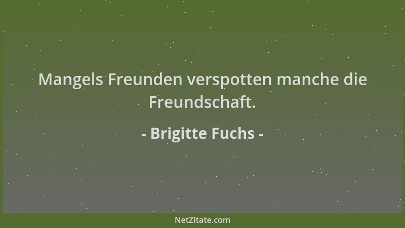 Brigitte Fuchs - Mangels Freunden verspotten manche die Freundschaft....