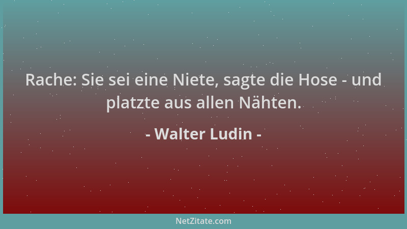 Walter Ludin - Rache: Sie sei eine Niete, sagte die Hose - und platzte aus allen Nähten....