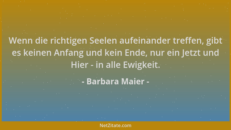 Barbara Maier - Wenn die richtigen Seelen aufeinander treffen, gibt es keinen Anfang und kein Ende, nur ein Jetzt und Hier...