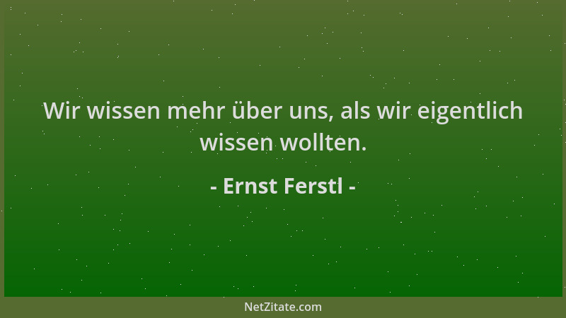 Ernst Ferstl - Wir wissen mehr über uns, als wir eigentlich wissen wollten....