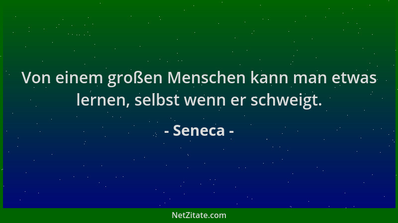 Seneca - Von einem großen Menschen kann man etwas lernen, selbst wenn er schweigt....