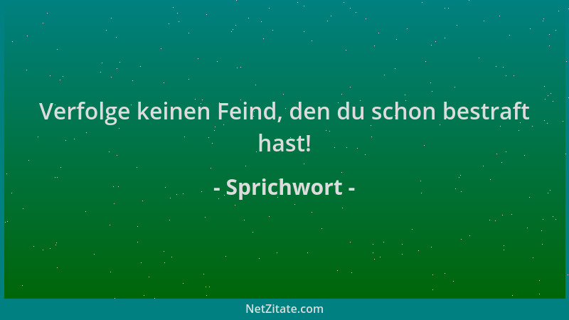 Sprichwort - Verfolge keinen Feind, den du schon bestraft hast!...