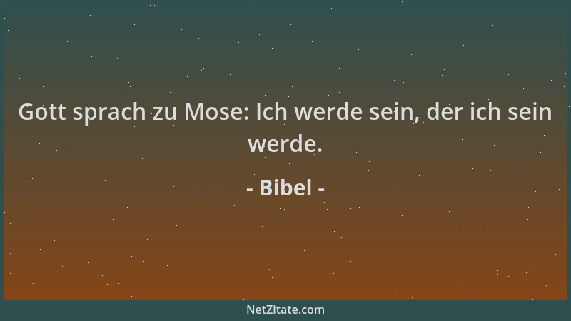 Bibel - Gott sprach zu Mose: Ich werde sein, der ich sein werde....