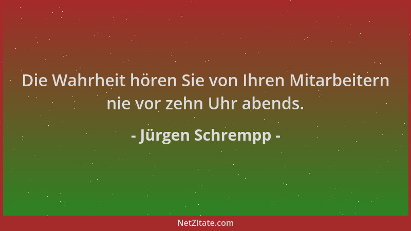 Jürgen Schrempp - Die Wahrheit hören Sie von Ihren Mitarbeitern nie vor zehn Uhr abends....