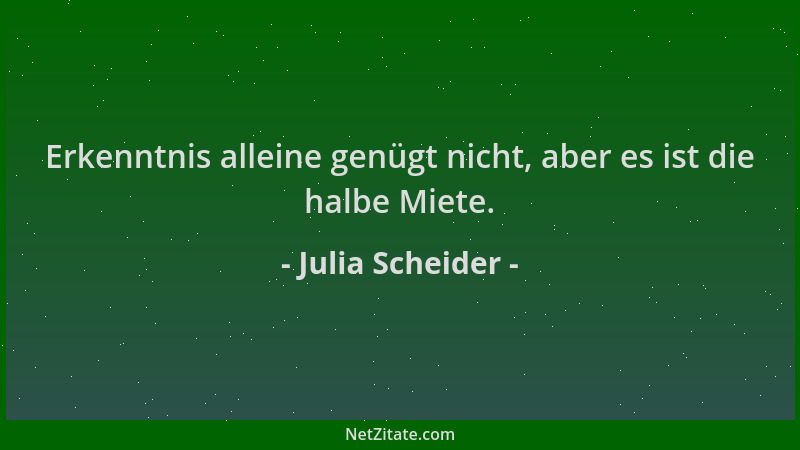 Julia Scheider - Erkenntnis alleine genügt nicht, aber es ist die halbe Miete....