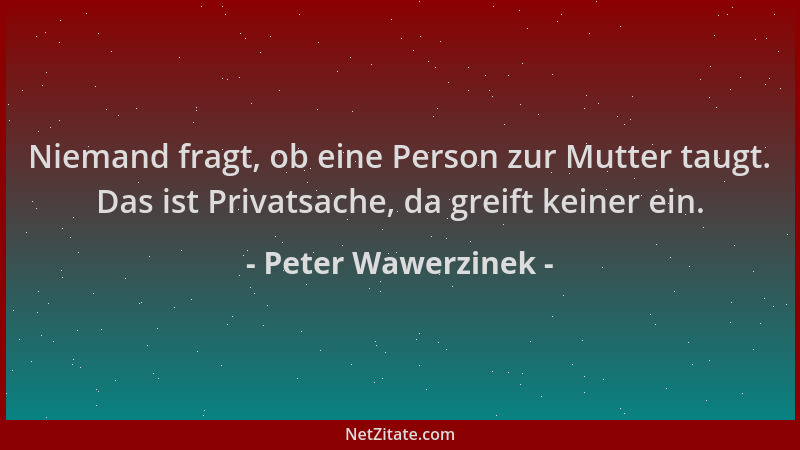 Peter Wawerzinek - Niemand fragt, ob eine Person zur Mutter taugt. Das ist Privatsache, da greift keiner ein....