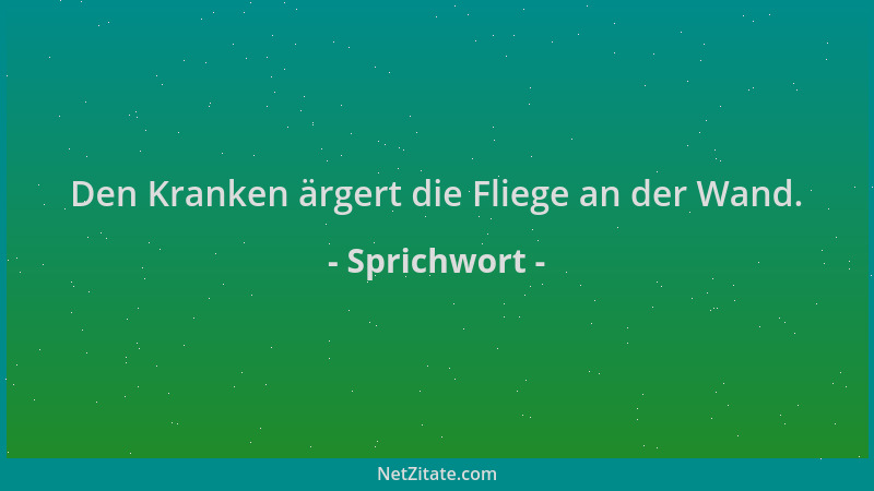 Sprichwort - Den Kranken ärgert die Fliege an der Wand....