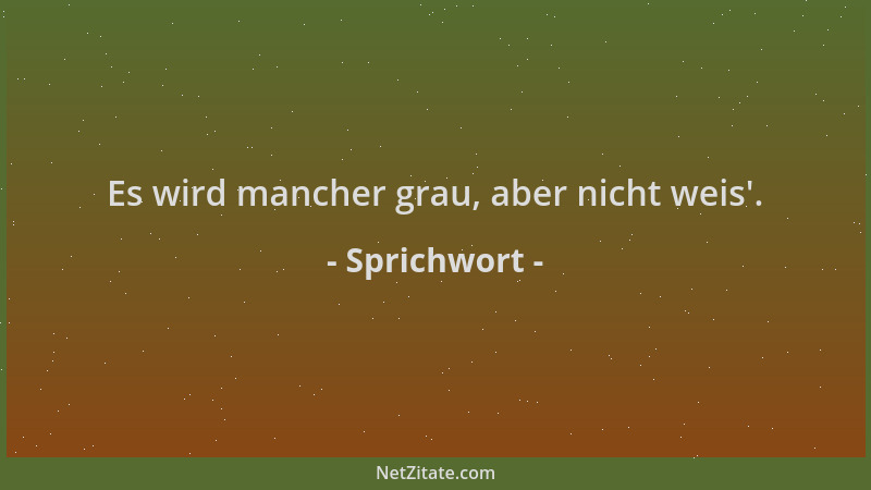 Sprichwort - Es wird mancher grau, aber nicht weis '....