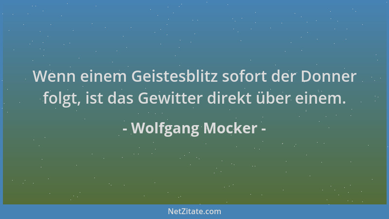 Wolfgang Mocker - Wenn einem Geistesblitz sofort der Donner folgt, ist das Gewitter direkt über einem....
