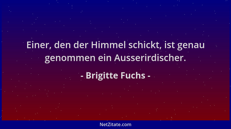 Brigitte Fuchs - Einer, den der Himmel schickt, ist genau genommen ein Ausserirdischer....