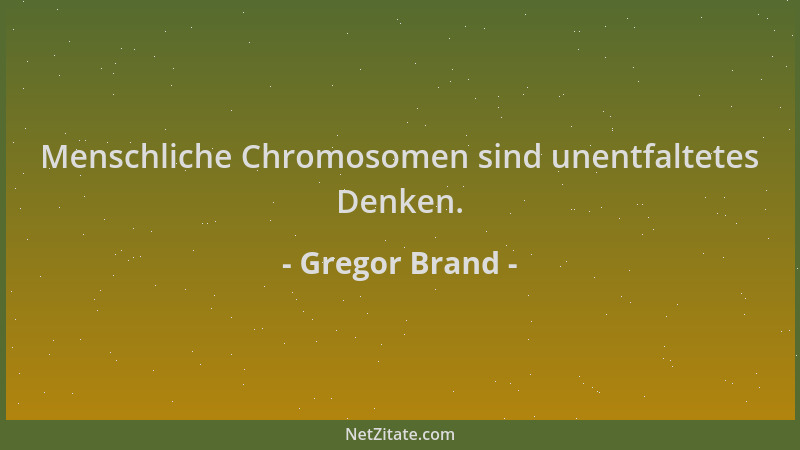 Gregor Brand - Menschliche Chromosomen sind unentfaltetes Denken....