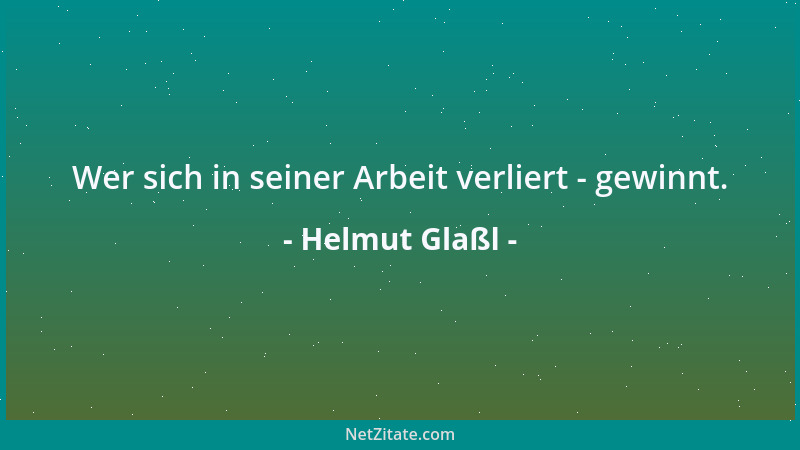 Helmut Glaßl - Wer sich in seiner Arbeit verliert - gewinnt....