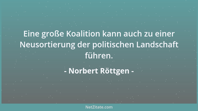 Norbert Röttgen - Eine große Koalition kann auch zu einer Neusortierung der politischen Landschaft führen....