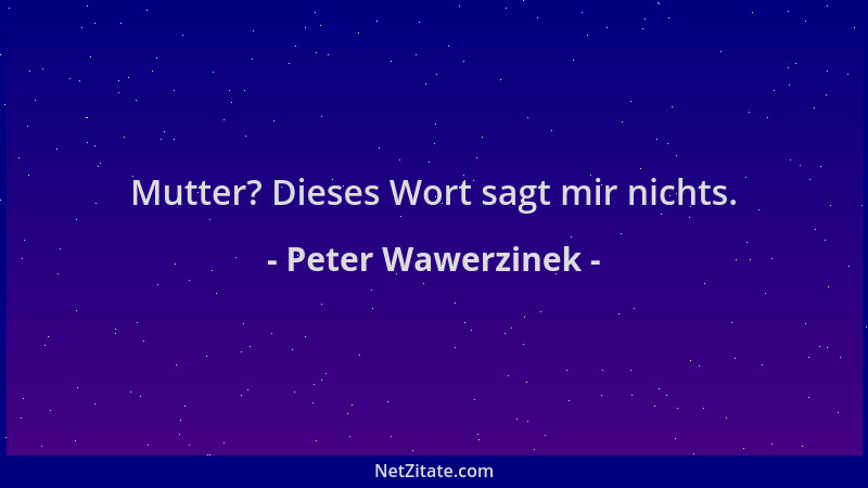 Peter Wawerzinek - Mutter? Dieses Wort sagt mir nichts....