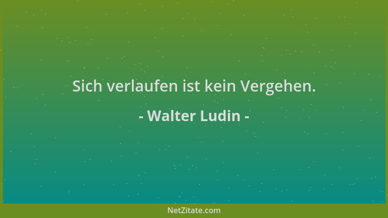 Walter Ludin - Sich verlaufen ist kein Vergehen....