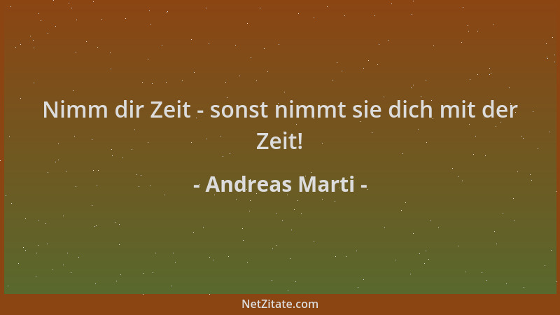 Andreas Marti - Nimm dir Zeit - sonst nimmt sie dich mit der Zeit!...