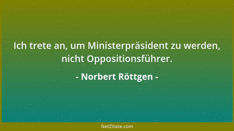 Norbert Röttgen - Ich trete an, um Ministerpräsident zu werden, nicht Oppositionsführer....