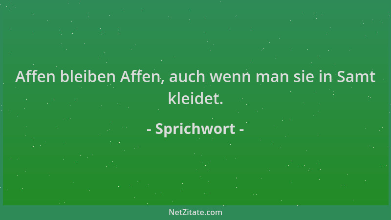 Sprichwort - Affen bleiben Affen, auch wenn man sie in Samt kleidet....