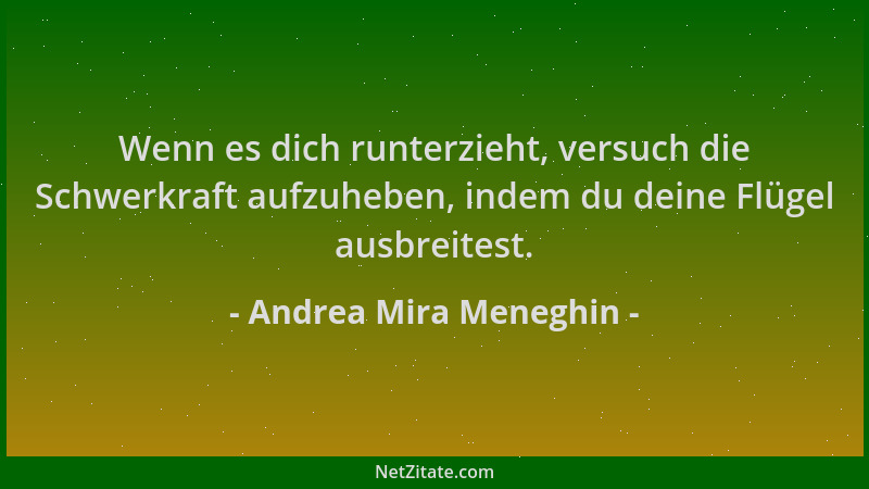 Andrea Mira Meneghin - Wenn es dich runterzieht, versuch die Schwerkraft aufzuheben, indem du deine Flügel ausbreitest....