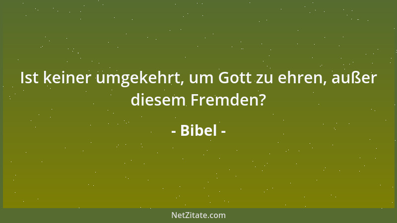Bibel - Ist keiner umgekehrt, um Gott zu ehren, außer diesem Fremden?...