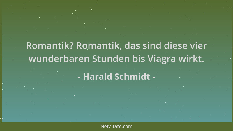 Harald Schmidt - Romantik? Romantik, das sind diese vier wunderbaren Stunden bis Viagra wirkt....