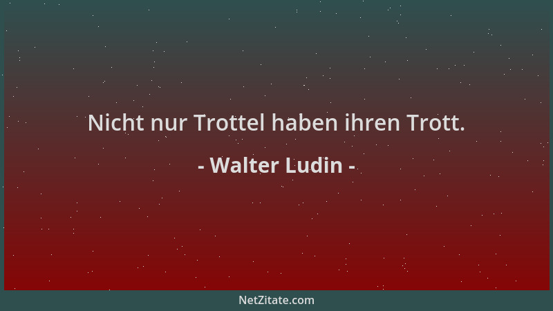 Walter Ludin - Nicht nur Trottel haben ihren Trott....