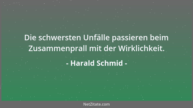 Harald Schmid - Die schwersten Unfälle passieren beim Zusammenprall mit der Wirklichkeit....