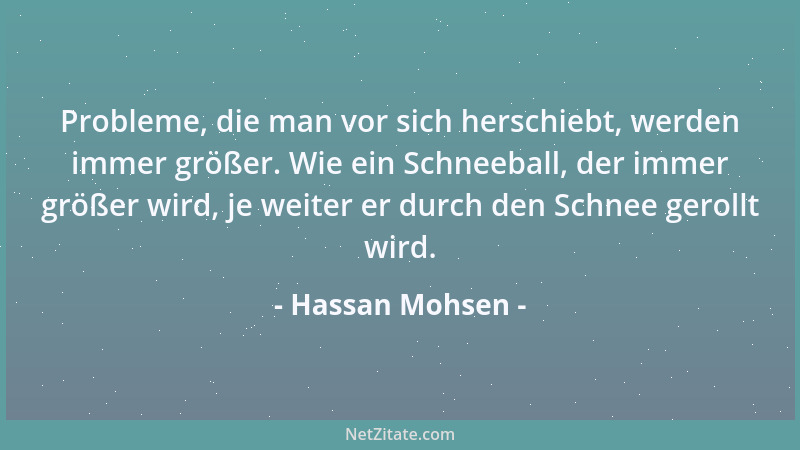 Hassan Mohsen - Probleme, die man vor sich herschiebt, werden immer größer. Wie ein Schneeball, der immer größer wird, je w...