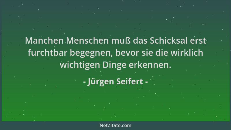 Jürgen Seifert - Manchen Menschen muß das Schicksal erst furchtbar begegnen, bevor sie die wirklich wichtigen Dinge erkenne...