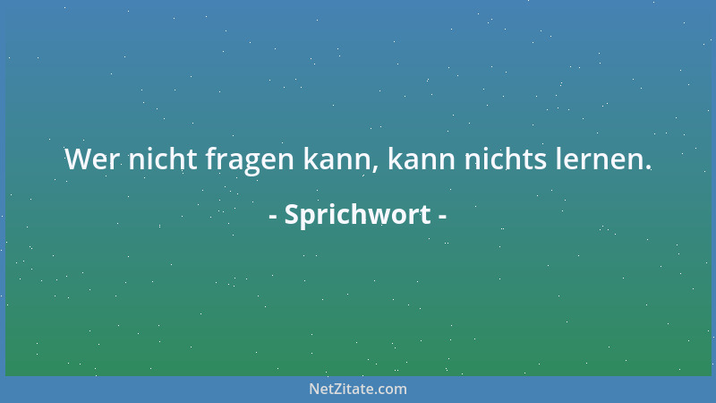 Sprichwort - Wer nicht fragen kann, kann nichts lernen....