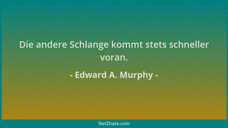 Edward A. Murphy - Die andere Schlange kommt stets schneller voran....