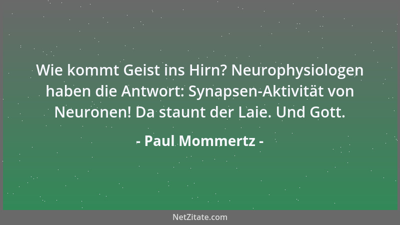Paul Mommertz - Wie kommt Geist ins Hirn? Neurophysiologen haben die Antwort: Synapsen-Aktivität von Neuronen! Da staunt de...